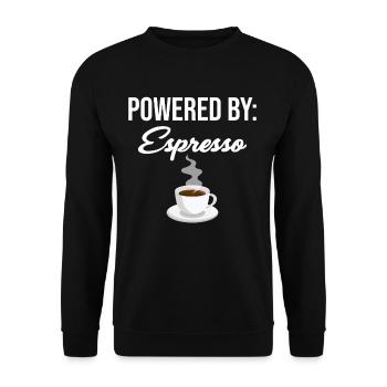 Powered By Espresso Lovers Barista - Unisex Sweatshirt - black - Front - Alina (178cm) & Michal (187cm)