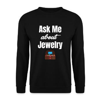 Fragen Sie Mich Nach Schmuck Lustiger Juwelier - Unisex Pullover - Schwarz - Vorne - Alina (178cm) & Michal (187cm)