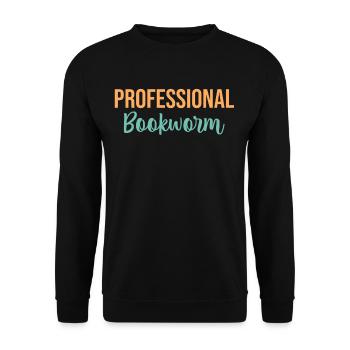 Professional Bookworm Abibliophobia - Unisex Sweatshirt - black - Front - Alina (178cm) & Michal (187cm)