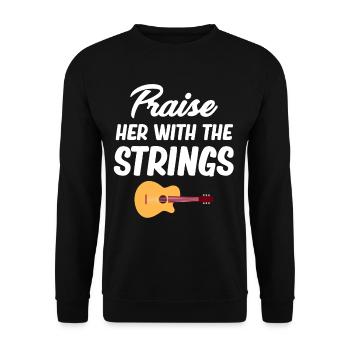 Praise Her With The Strings, guitariste, musicien - Sweat-shirt Unisexe - noir - Devant - Alina (178cm) & Michal (187cm)
