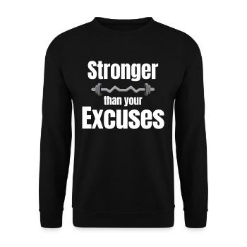 Stärker Als Ihre Ausreden. Fitness-enthusiasten - Unisex Pullover - Schwarz - Vorne - Alina (178cm) & Michal (187cm)