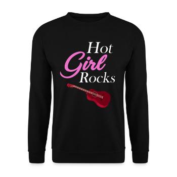 Hot Girl Rocks Guitariste, Musicien, - Sweat-shirt Unisexe - noir - Devant - Alina (178cm) & Michal (187cm)