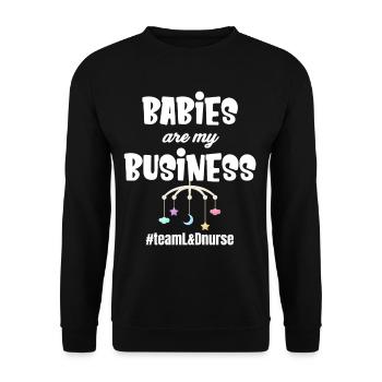 Les bébés, c’est mon affaire d’infirmières sages-femmes - Sweat-shirt Unisexe - noir - Devant - Alina (178cm) & Michal (187cm)