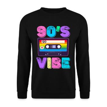 90s Vibe Music Lover Boomer Funny - Unisex Sweatshirt - black - Front - Alina (178cm) & Michal (187cm)