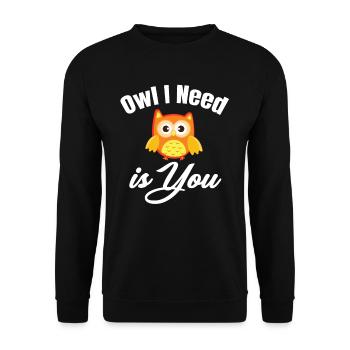 Hibou j’ai besoin de vous jeux de mots Halloween Costume - Sweat-shirt Unisexe - noir - Devant - Alina (178cm) & Michal (187cm)