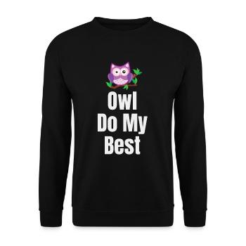 Hibou faire mes meilleurs jeux de mots - Sweat-shirt Unisexe - noir - Devant - Alina (178cm) & Michal (187cm)