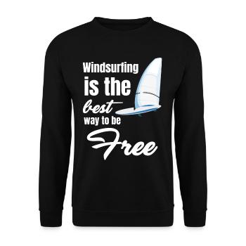 Windsurfen Ist Der Beste Weg, Um Frei Zu Sein. - Unisex Pullover - Schwarz - Vorne - Alina (178cm) & Michal (187cm)
