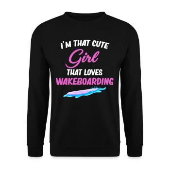 Ich Bin Das Süße Mädchen, Das Wakeboarden, - Unisex Pullover - Schwarz - Vorne - Alina (178cm) & Michal (187cm)
