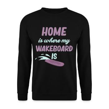 Zuhause Ist, Wo Mein Wakeboard Ist Waves - Unisex Pullover - Schwarz - Vorne - Alina (178cm) & Michal (187cm)