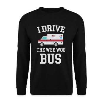 T-shirt je me porte volontaire pour conduire le Wee Woo Bus Amb - Sweat-shirt Unisexe - noir - Devant - Alina (178cm) & Michal (187cm)