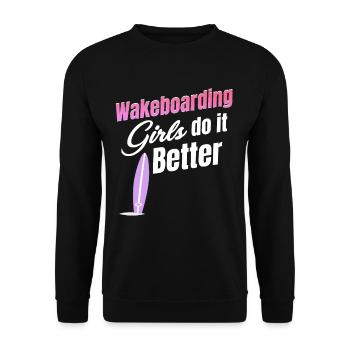 Wakeboard-mädchen Machen Es Besser Wellen - Unisex Pullover - Schwarz - Vorne - Alina (178cm) & Michal (187cm)