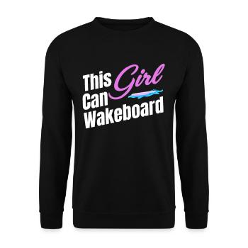 Dieses Mädchen Kann Wakeboarden, Bootfahren, - Unisex Pullover - Schwarz - Vorne - Alina (178cm) & Michal (187cm)