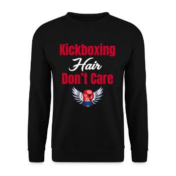 Kickboxen Hair Don't Care Lustige Kampfkünste - Unisex Pullover - Schwarz - Vorne - Alina (178cm) & Michal (187cm)