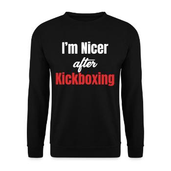 Ich Bin Netter Nach Dem Kickboxen Kampfsportboxer - Unisex Pullover - Schwarz - Vorne - Alina (178cm) & Michal (187cm)