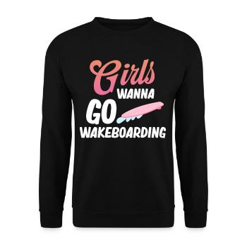 Mädchen Wollen Wakeboarden, Bootfahren, - Unisex Pullover - Schwarz - Vorne - Alina (178cm) & Michal (187cm)