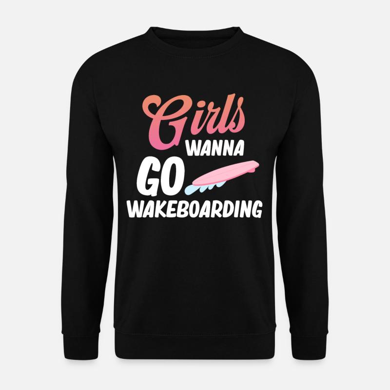 Mädchen Wollen Wakeboarden, Bootfahren, - Unisex Pullover - Schwarz
