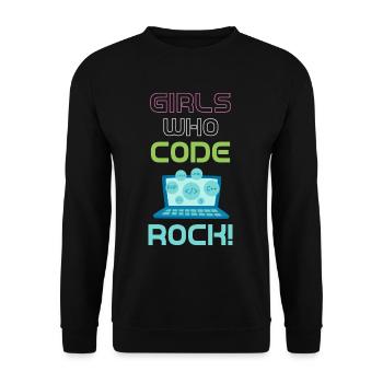 Mädels, Die Programmieren, Rocken! Programmierer, - Unisex Pullover - Schwarz - Vorne - Alina (178cm) & Michal (187cm)