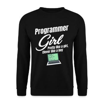 Programmierermädchen Hübsch Wie Ein Mädchen, Klug - Unisex Pullover - Schwarz - Vorne - Alina (178cm) & Michal (187cm)