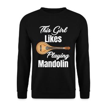 Dieses Mädchen Spielt Gerne Mandoline-gitarre - Unisex Pullover - Schwarz - Vorne - Alina (178cm) & Michal (187cm)