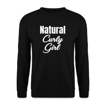 natural curly girl with funny hair, - Unisex Sweatshirt - black - Front - Alina (178cm) & Michal (187cm)