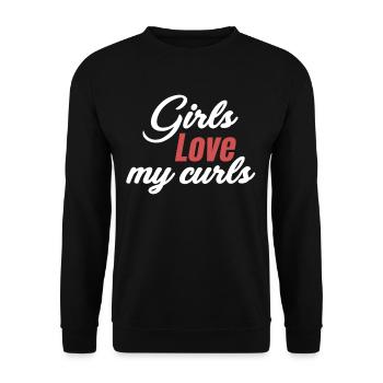 Girls Love My Curls Funny Curly Hair - Unisex Sweatshirt - black - Front - Alina (178cm) & Michal (187cm)