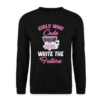 Girl looking at the programmer of the future - Unisex Sweatshirt - black - Front - Alina (178cm) & Michal (187cm)