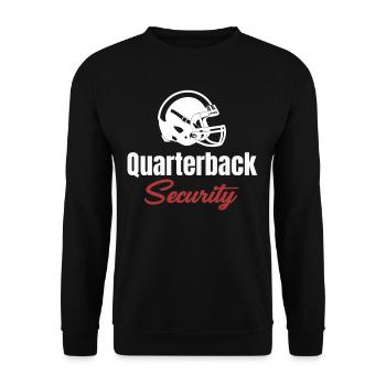 Quarterback Sicherheit Lustig Football Lineman - Unisex Pullover - Schwarz - Vorne - Alina (178cm) & Michal (187cm)