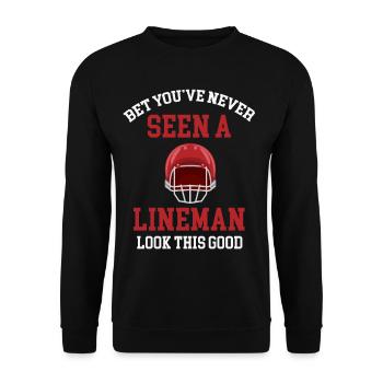Wetten, Dass Sie Noch Nie Einen Linienrichter - Unisex Pullover - Schwarz - Vorne - Alina (178cm) & Michal (187cm)