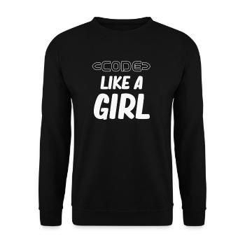 Code Like A Girl Programmer Girl Computer - Unisex Pullover - Schwarz - Vorne - Alina (178cm) & Michal (187cm)