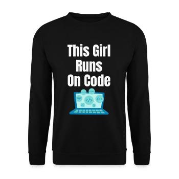 Dieses Mädchen Läuft Auf Codes Programmierer - Unisex Pullover - Schwarz - Vorne - Alina (178cm) & Michal (187cm)