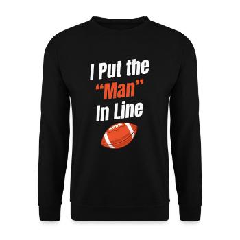 Ich Setze Den "mann" In Eine Reihe Lustiger - Unisex Pullover - Schwarz - Vorne - Alina (178cm) & Michal (187cm)