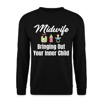 Midwife who brings out her inner child - Unisex Sweatshirt - black - Front - Alina (178cm) & Michal (187cm)