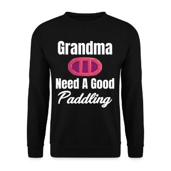Grand-mère a besoin d’un bon pagayage, rafting, - Sweat-shirt Unisexe - noir - Devant - Alina (178cm) & Michal (187cm)