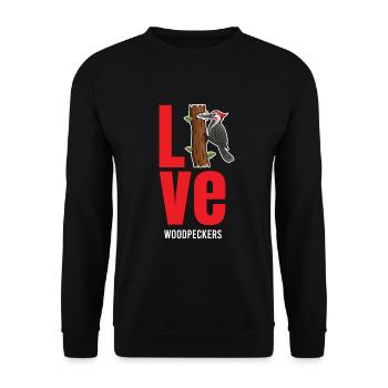 Dear woodpeckers, lovers, birdwatchers, - Unisex Sweatshirt - black - Front - Alina (178cm) & Michal (187cm)