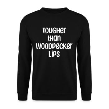 Harder than woodpecker lips, birdwatchers, - Unisex Sweatshirt - black - Front - Alina (178cm) & Michal (187cm)