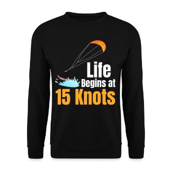 Life starts at 15 knots Funny - Unisex Sweatshirt - black - Front - Alina (178cm) & Michal (187cm)
