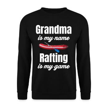 Oma Ist Mein Name Rafting Ist Mein Spiel - Unisex Pullover - Schwarz - Vorne - Alina (178cm) & Michal (187cm)