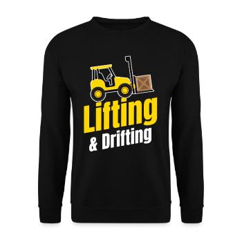 Lifting & Drifting Funny Forklift Driver Truck - Unisex Sweatshirt - black - Front - Alina (178cm) & Michal (187cm)