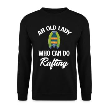Eine Alte Dame, Die Rafting Kann, Oma, - Unisex Pullover - Schwarz - Vorne - Alina (178cm) & Michal (187cm)