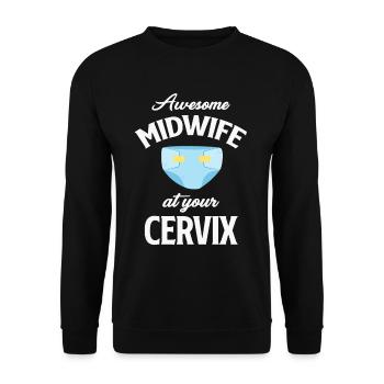 Great Midwife On Her Cervix Funny - Unisex Sweatshirt - black - Front - Alina (178cm) & Michal (187cm)