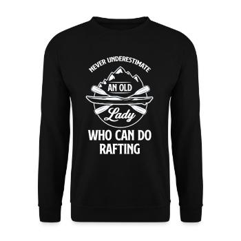 Never underestimate an old lady who - Unisex Sweatshirt - black - Front - Alina (178cm) & Michal (187cm)