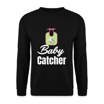 Baby Catcher Funny Midwife Obstetrician - Unisex Sweatshirt - black - Front - Alina (178cm) & Michal (187cm)