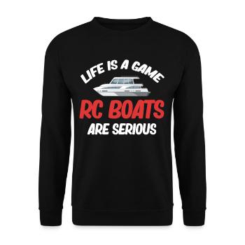 Life is a game rc boats are serious too - Unisex Sweatshirt - black - Front - Alina (178cm) & Michal (187cm)