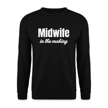 Midwife In Development Before Birth - Unisex Sweatshirt - black - Front - Alina (178cm) & Michal (187cm)