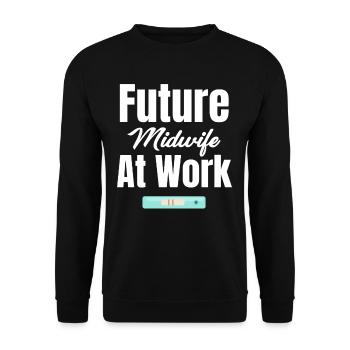 Une future sage-femme au travail devant le - Sweat-shirt Unisexe - noir - Devant - Alina (178cm) & Michal (187cm)
