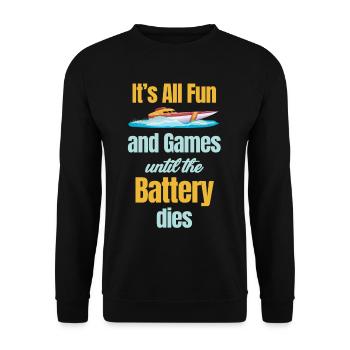 Ce n’est que du plaisir et des jeux jusqu’à ce que la batterie s’épuise - Sweat-shirt Unisexe - noir - Devant - Alina (178cm) & Michal (187cm)