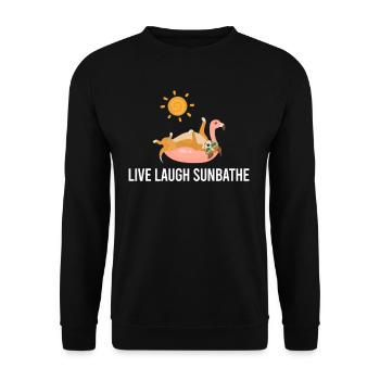 Live Lachen Sonnenbaden Liebhaber Sommerzeit - Unisex Pullover - Schwarz - Vorne - Alina (178cm) & Michal (187cm)