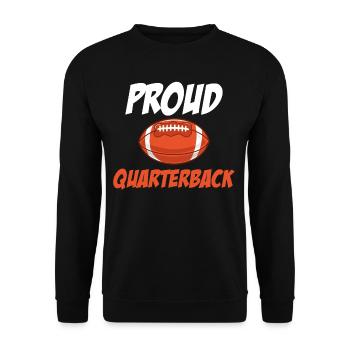Stolzer Quarterback Lustiger Fußball Kickoff - Unisex Pullover - Schwarz - Vorne - Alina (178cm) & Michal (187cm)