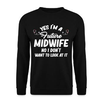 Oui, je suis une future sage-femme Non, je - Sweat-shirt Unisexe - noir - Devant - Alina (178cm) & Michal (187cm)