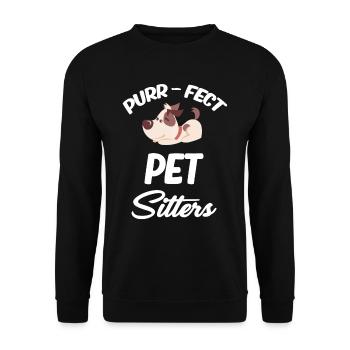 Schnurr-fect Tiersitter Lustige Tierärzte Hunde - Unisex Pullover - Schwarz - Vorne - Alina (178cm) & Michal (187cm)